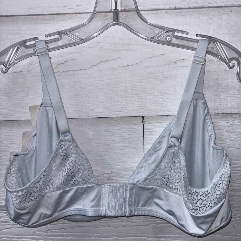 NWT Anne Klein T-Shirt Bra 42D Full Figure Unlined Light Blue Lace - Picture 6 of 10